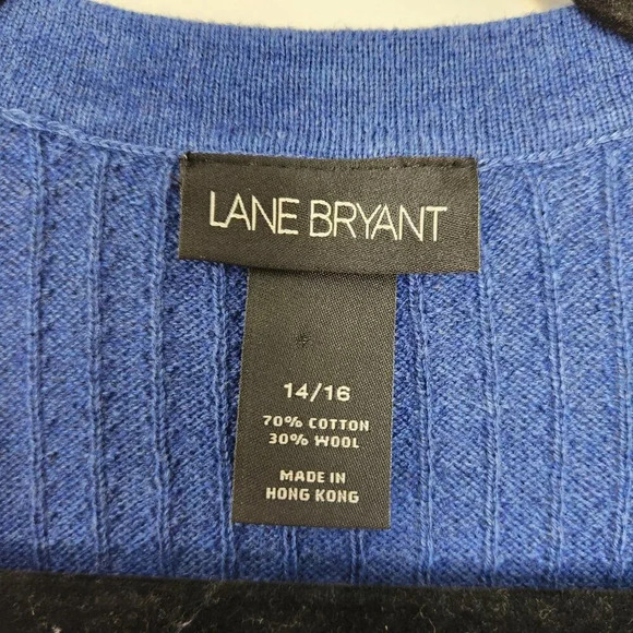 Lane Bryant Women's Size 14/16 Long Line Wool Blend Cardigan Cable Knit Blue  - - Picture 3 of 5